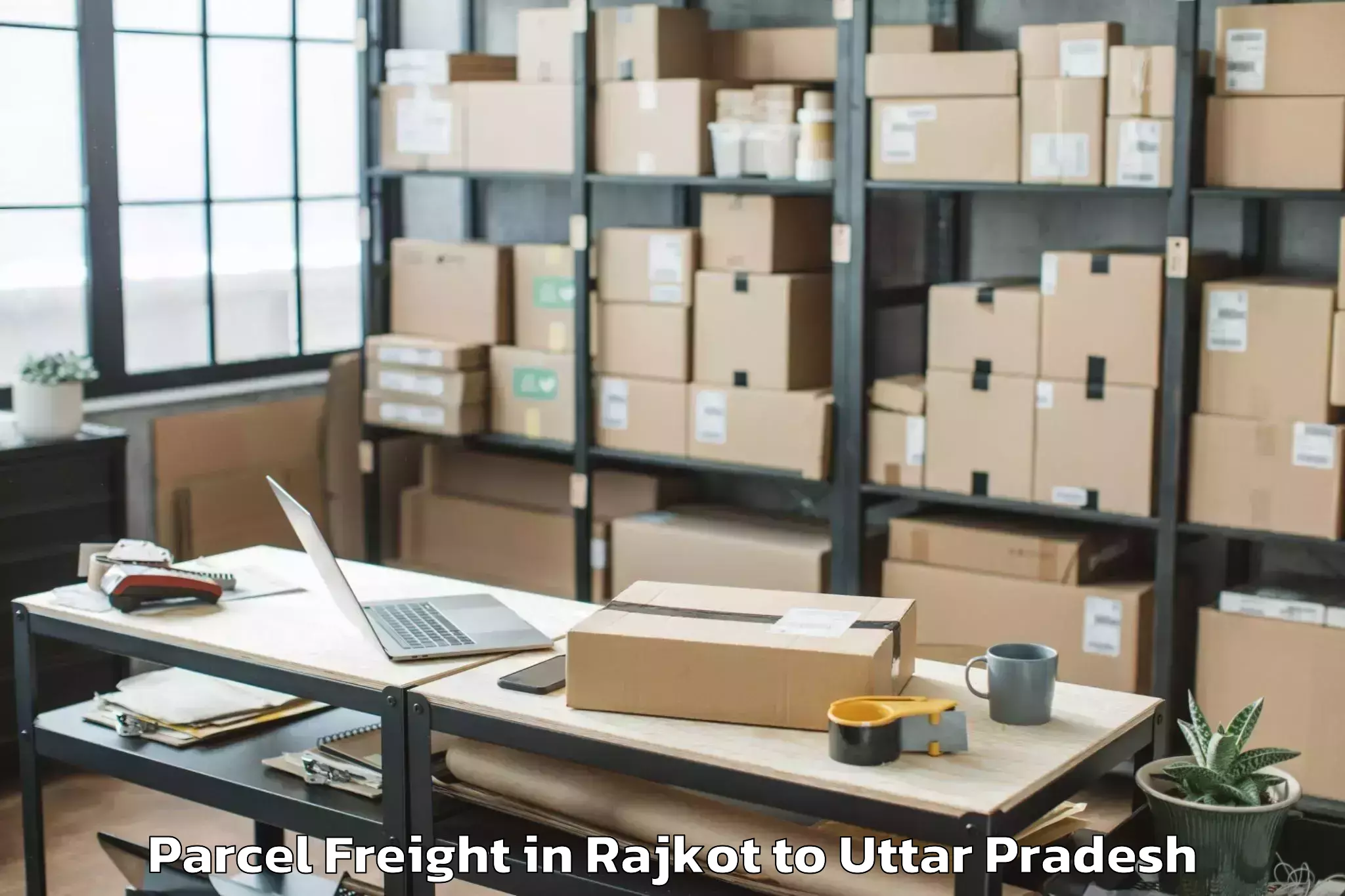 Professional Rajkot to Khair Parcel Freight